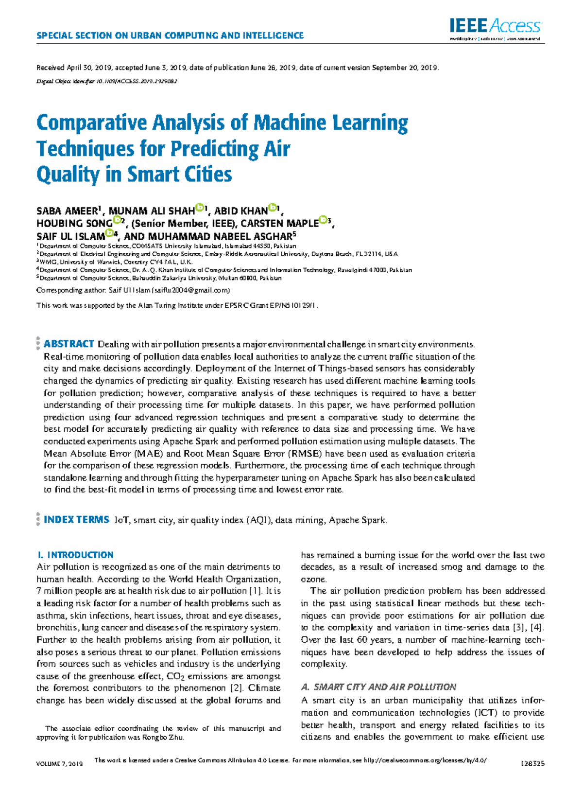 Comparative Study of ML Techniques for Air Quality Prediction in Smart ...