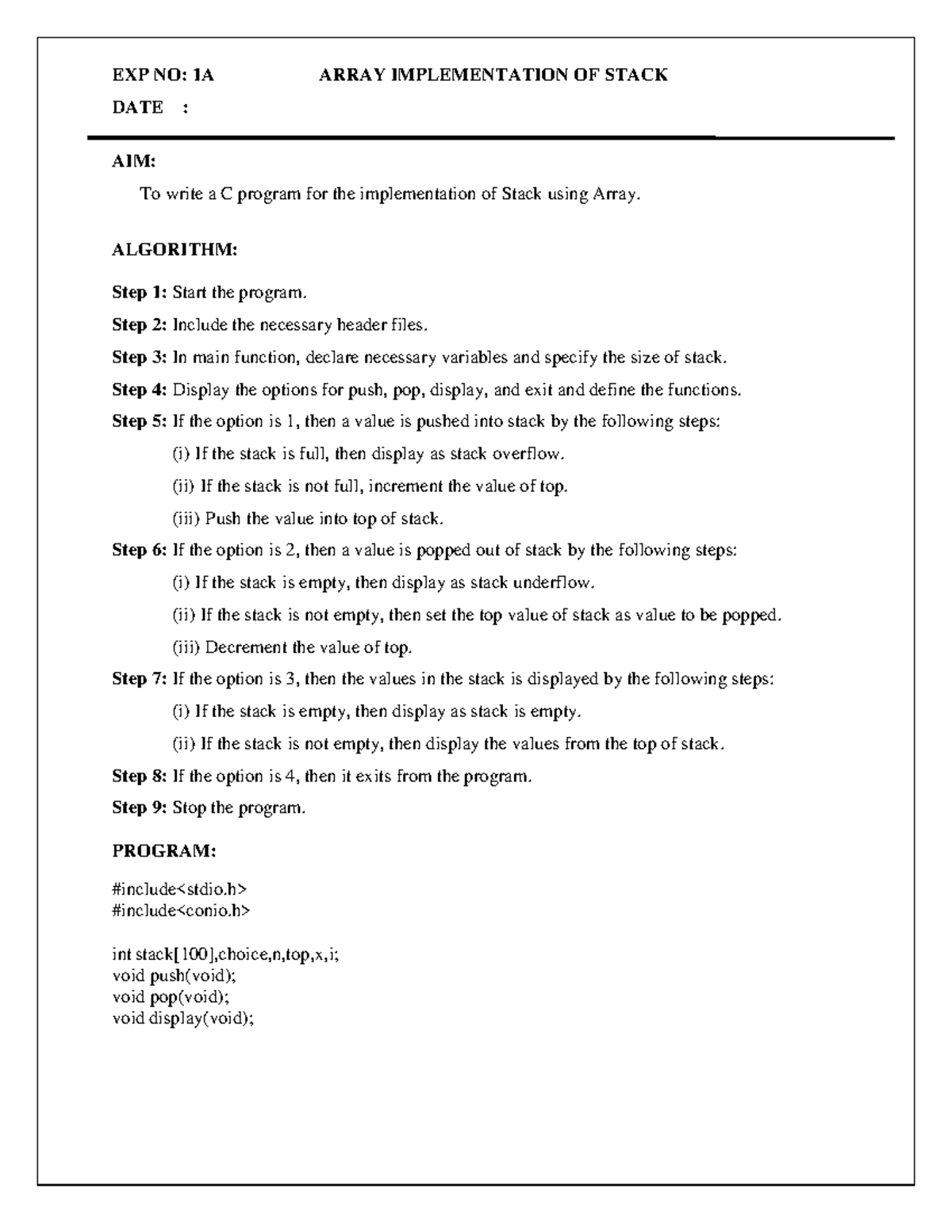 DATA STRUCTURE LAB: C Programs for Stack, Queue, and Linked List ...