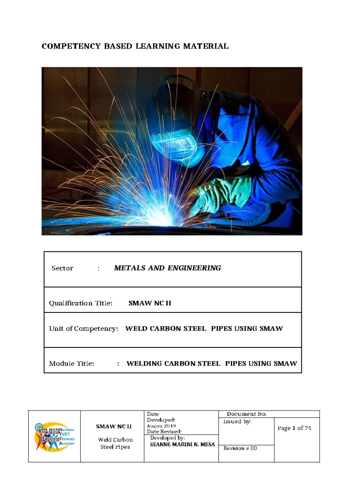 SMAW NC II: Welding Carbon Steel Pipes Learning Module - Studocu