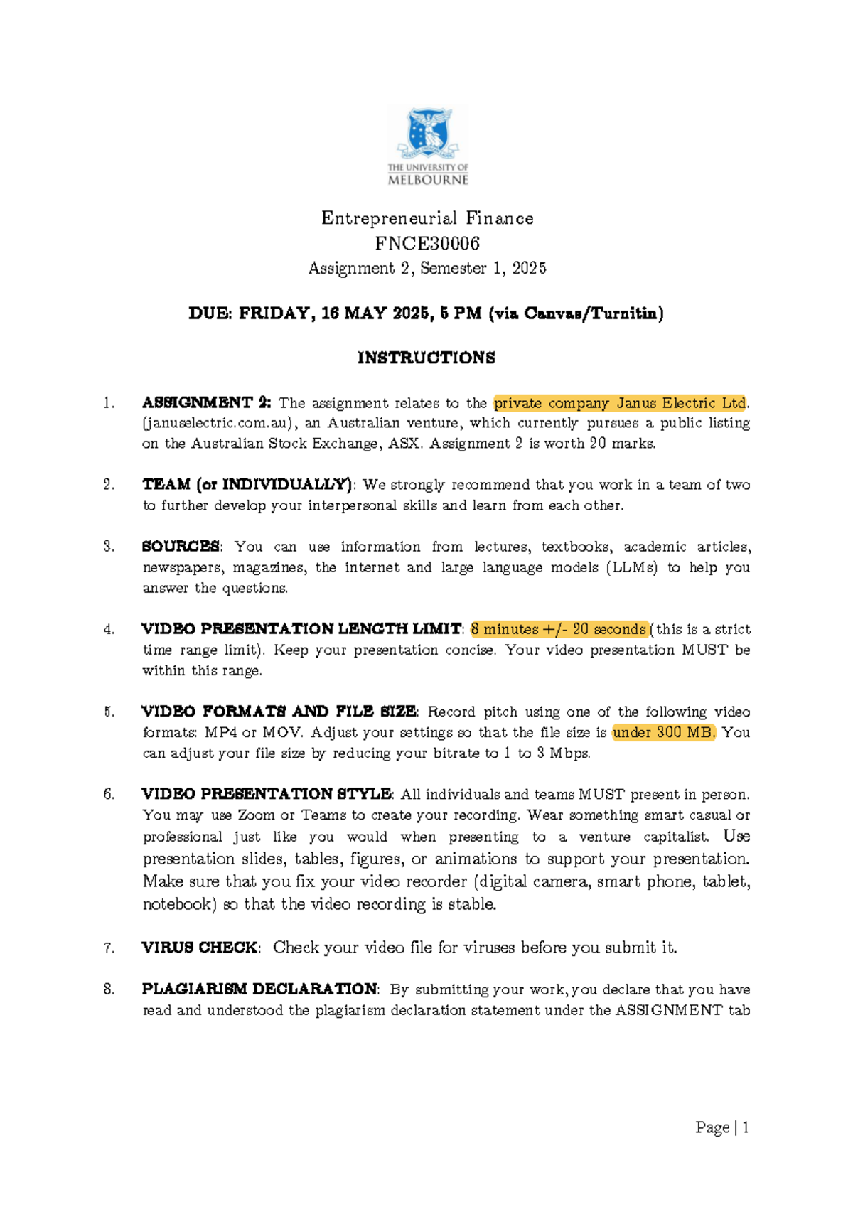 EF Assignment 2 - EF assingment 2025 sem1 - Page | 1 Entrepreneurial ...