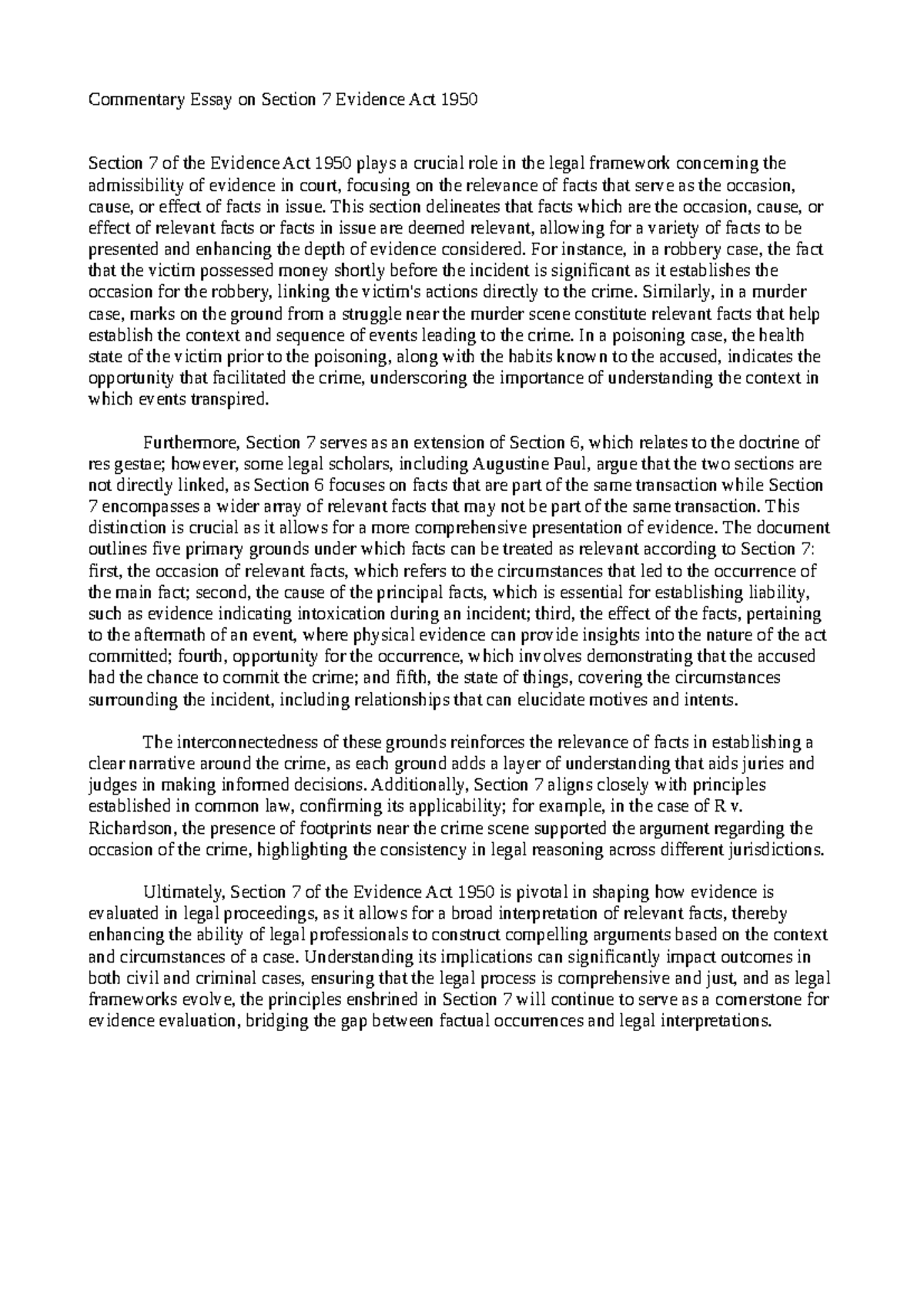 Commentary on Section 7 EA - Commentary Essay on Section 7 Evidence Act ...