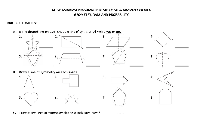 MTAP GRADE 4 MATH PROGRAM: SESSION 5 - GEOMETRY & DATA PROBABILITY ...