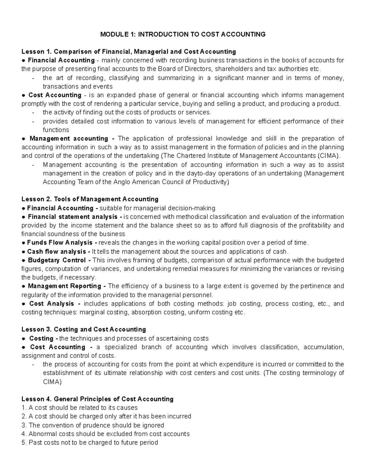 COST 101: Introduction to Cost Accounting and Control Concepts - Studocu