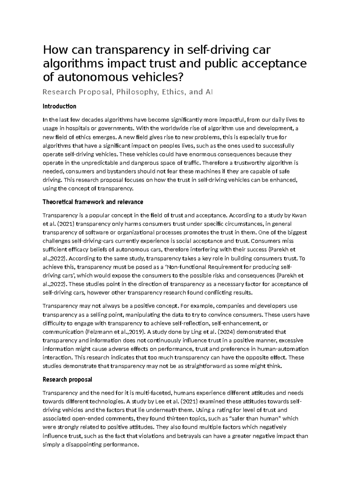 Transparency in Car Algorithms: Enhancing Trust in Autonomous Vehicles ...