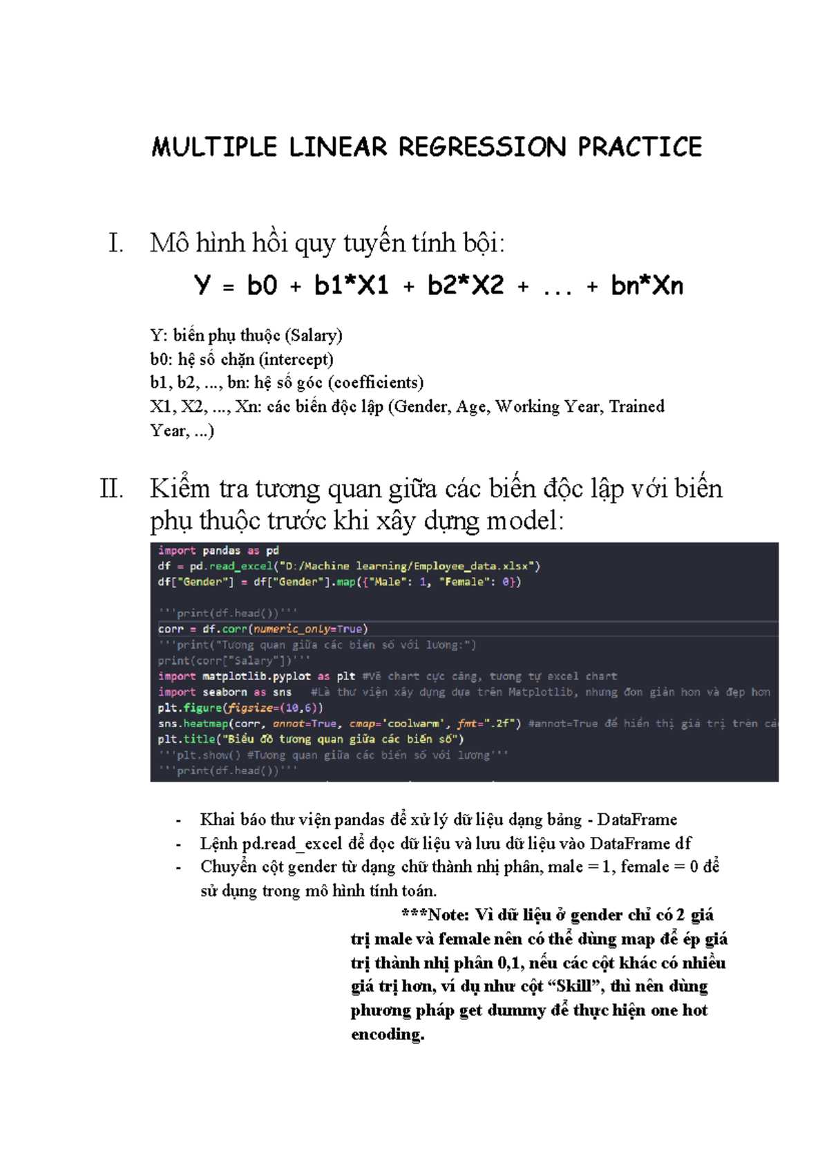 MULTIPLE LINEAR REGRESSION PRACTICE I - MÔ HÌNH HỒI QUY TUYẾN TÍNH BỘI ...