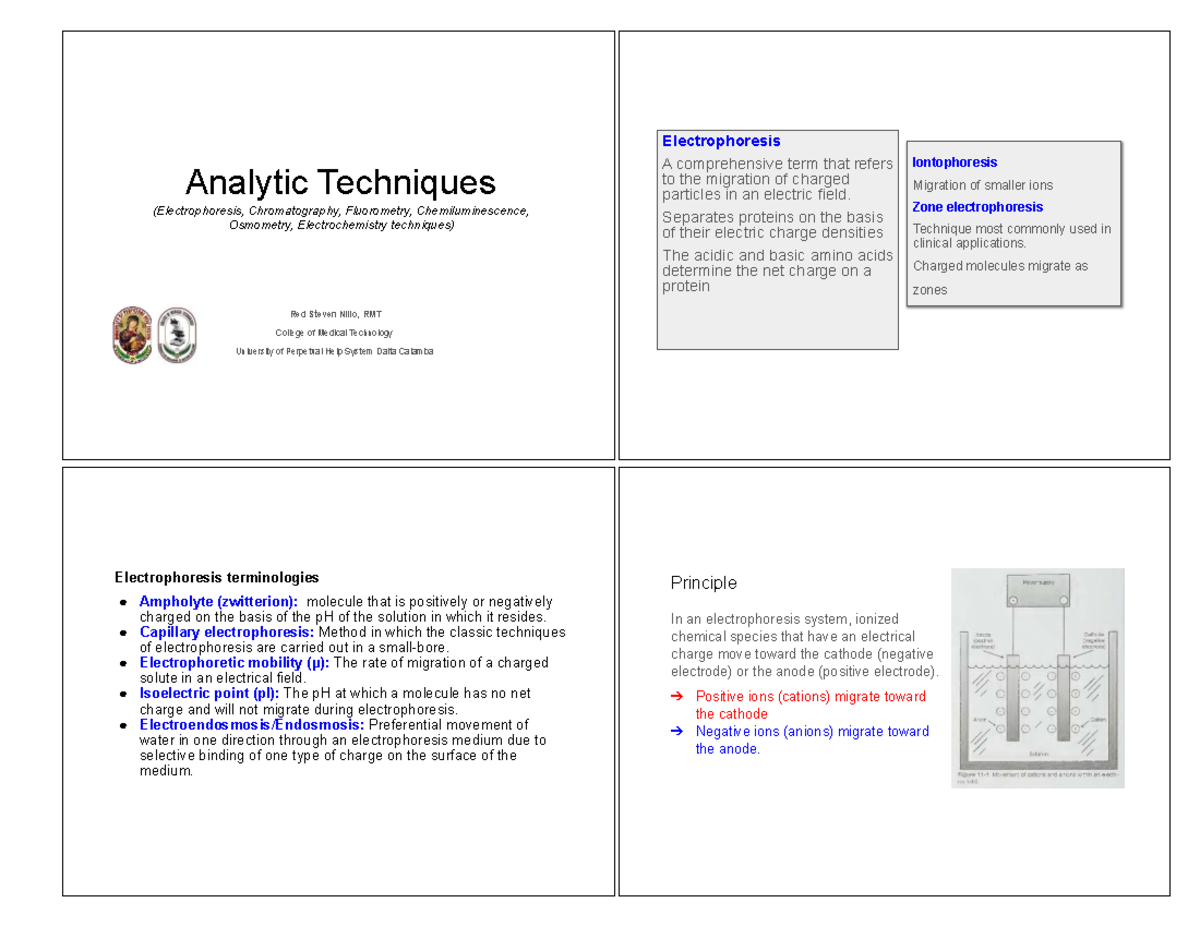 Analytical Techniques II: Electrophoresis, Chromatography & More - Studocu