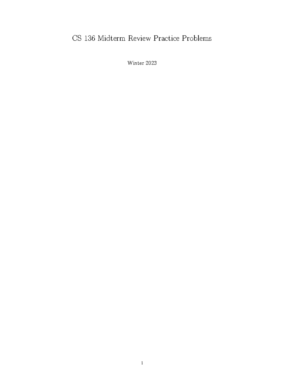 CS 136 Midterm Review Practice Problems - Winter 2023 Guide - Studocu