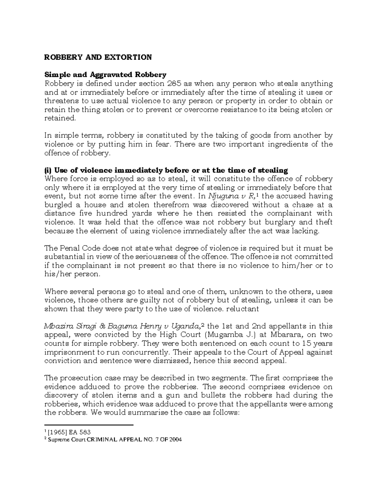 Notes on Robbery and Extortation 240203 232702 - ROBBERY AND EXTORTION ...