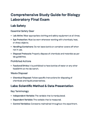 Comprehensive Biology Lab Study Guide: Essential Topics and Techniques ...