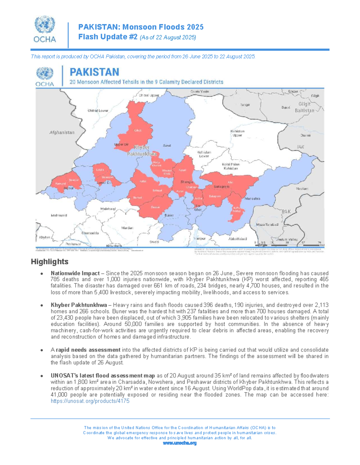 PAKISTAN: Monsoon Floods 2025 Flash Update #2 (As of 22 Aug 2025) - Studocu