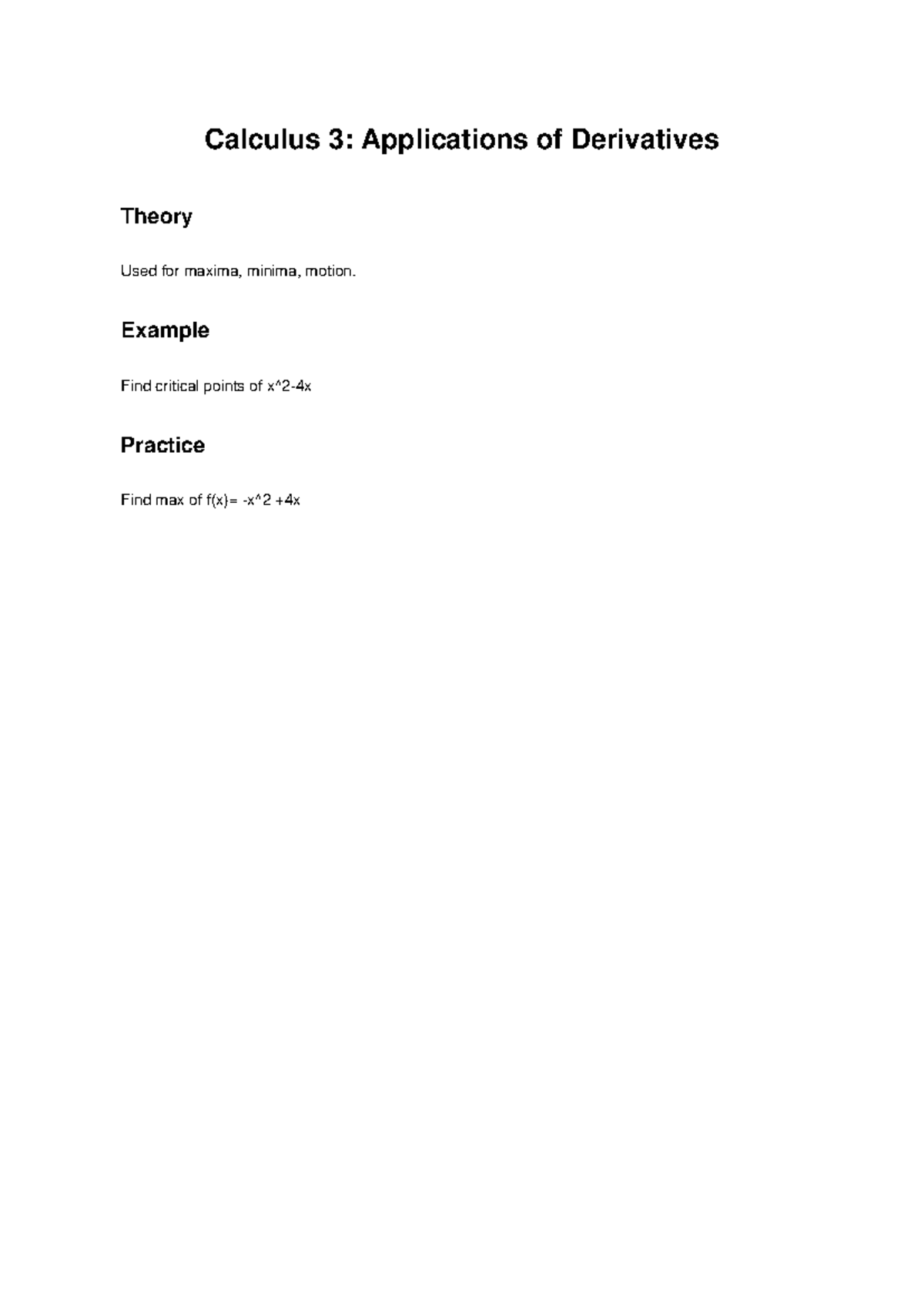 Calculus applications - MATH1036 - Calculus 3: Applications of ...