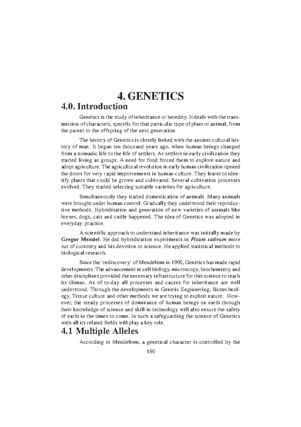 Genetics - Lectures note - 4. GENETICS 4. Introduction Genetics is the ...