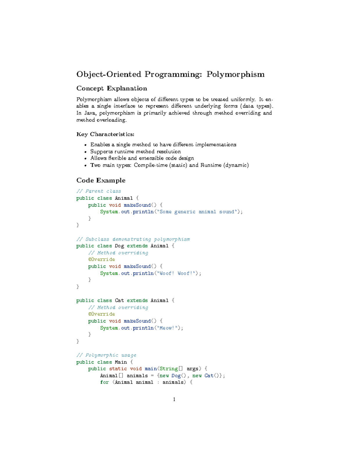 OOP Concepts: Understanding Polymorphism in JAVA Programming - Studocu