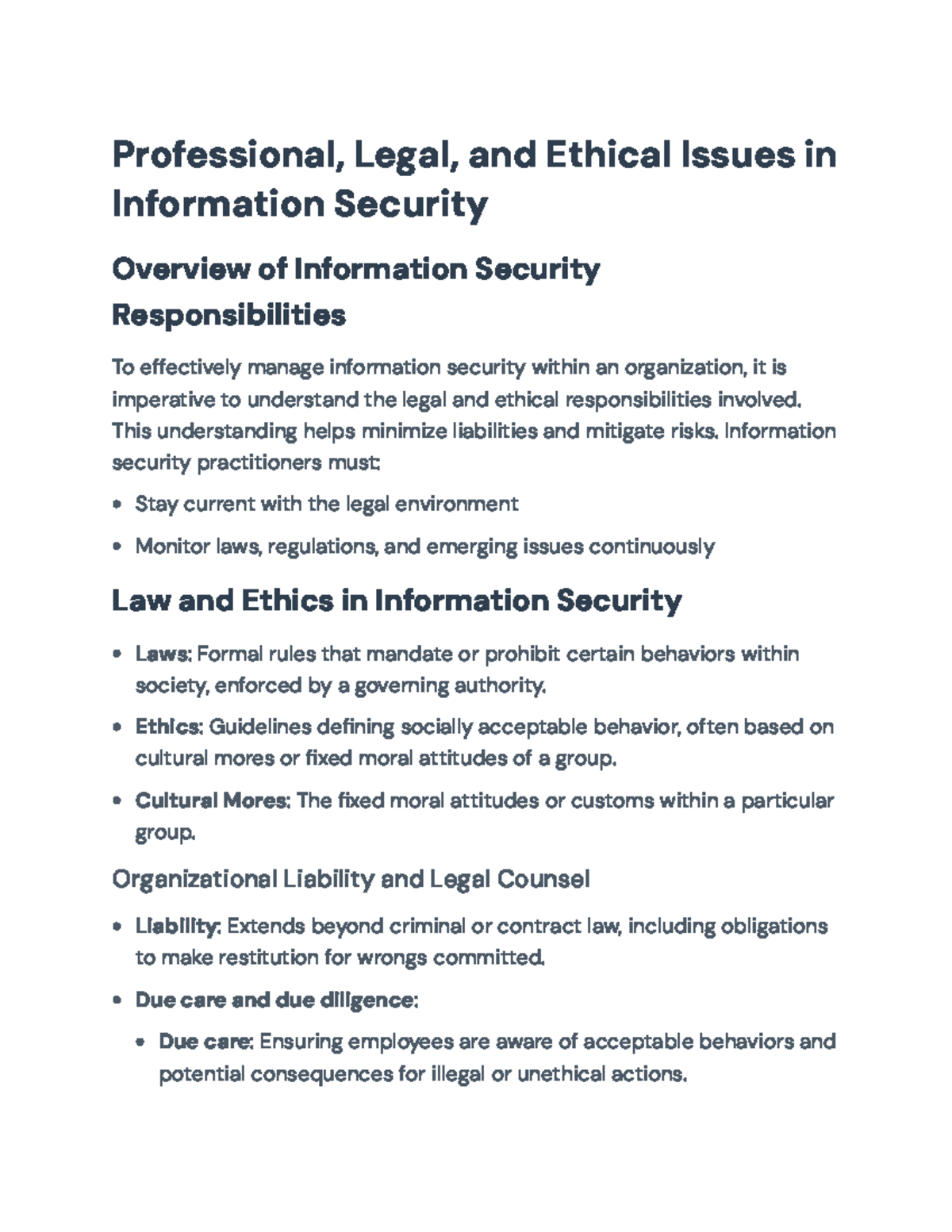 Legal and Ethical Considerations in Information Security - Overview ...