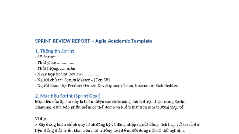 07 Sprint Review Report - Agile Project Management Template - Studocu