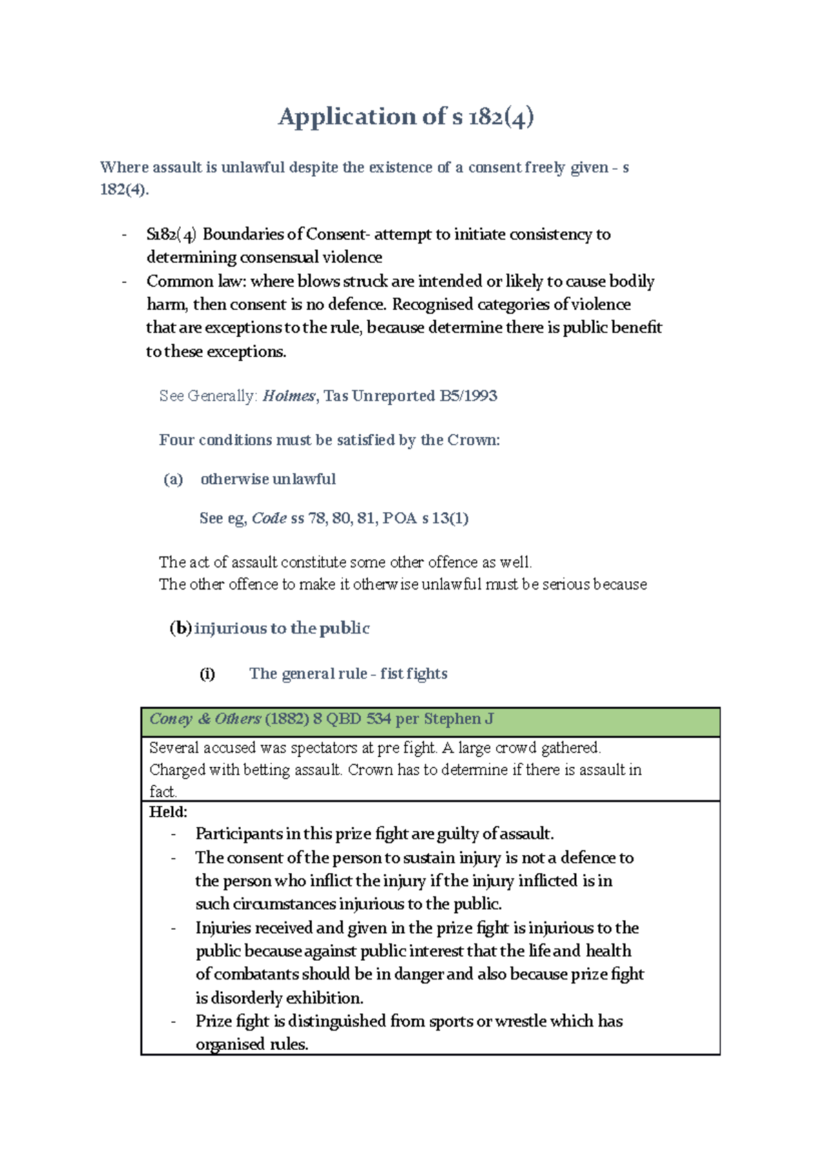 Application of section 182 of the Criminal Code - Application of s 182 ...