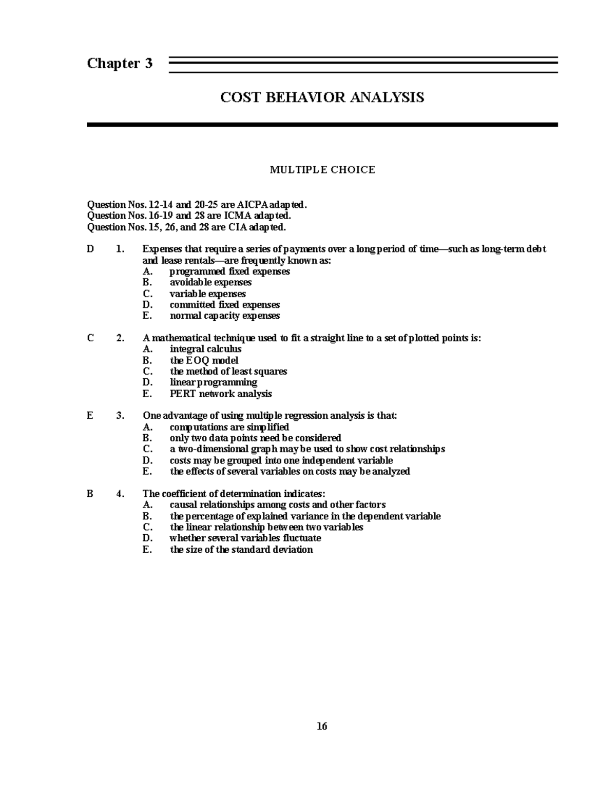 Feismo - NOTES AND PRACTICE PROBLEMS - Chapter 3 COST BEHAVIOR ANALYSIS ...