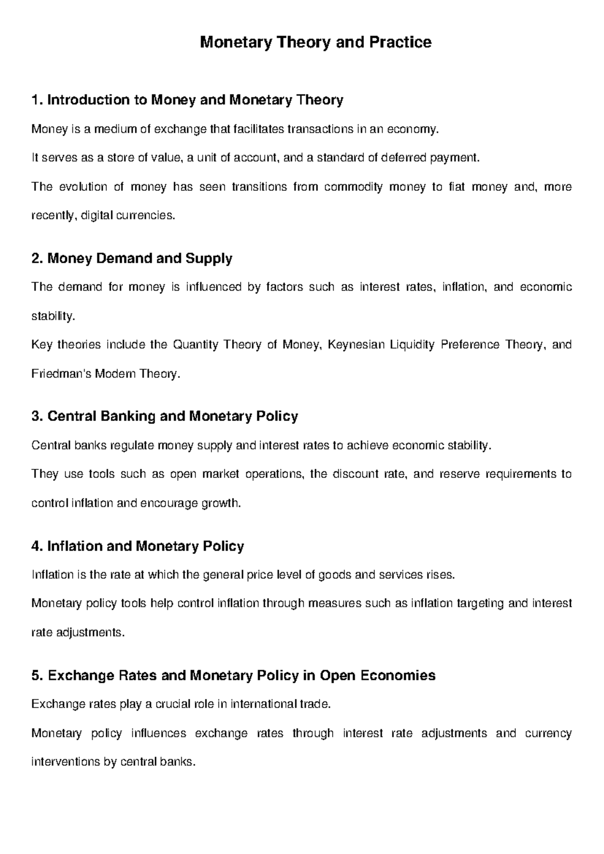 Monetary Theory and Practice: Key Concepts in Economic Policy Analysis ...