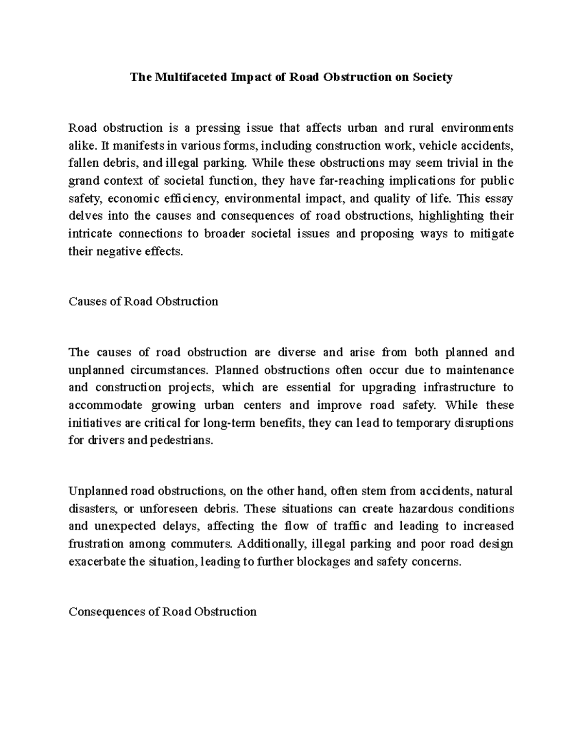 Society's Road Obstruction Impact: Causes, Consequences & Solutions ...