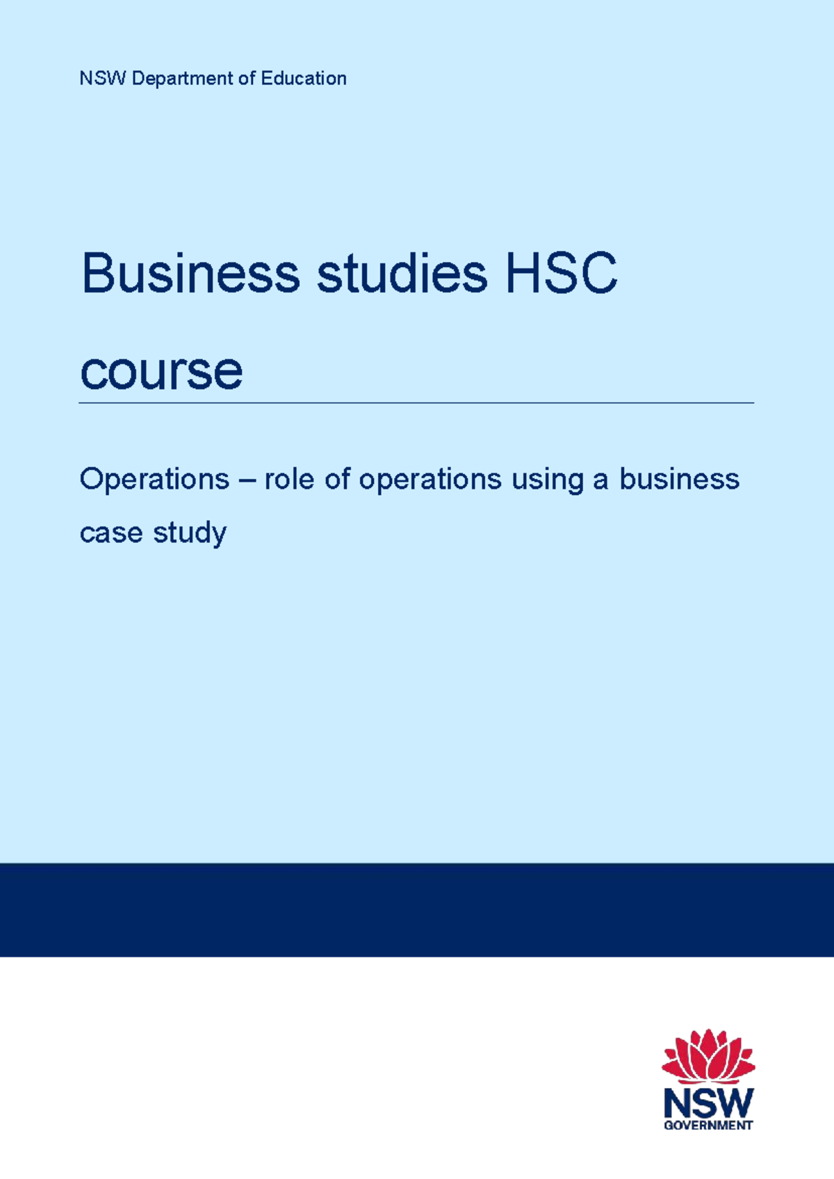 HSC Business Studies: Operations Management Case Study Resource - Studocu