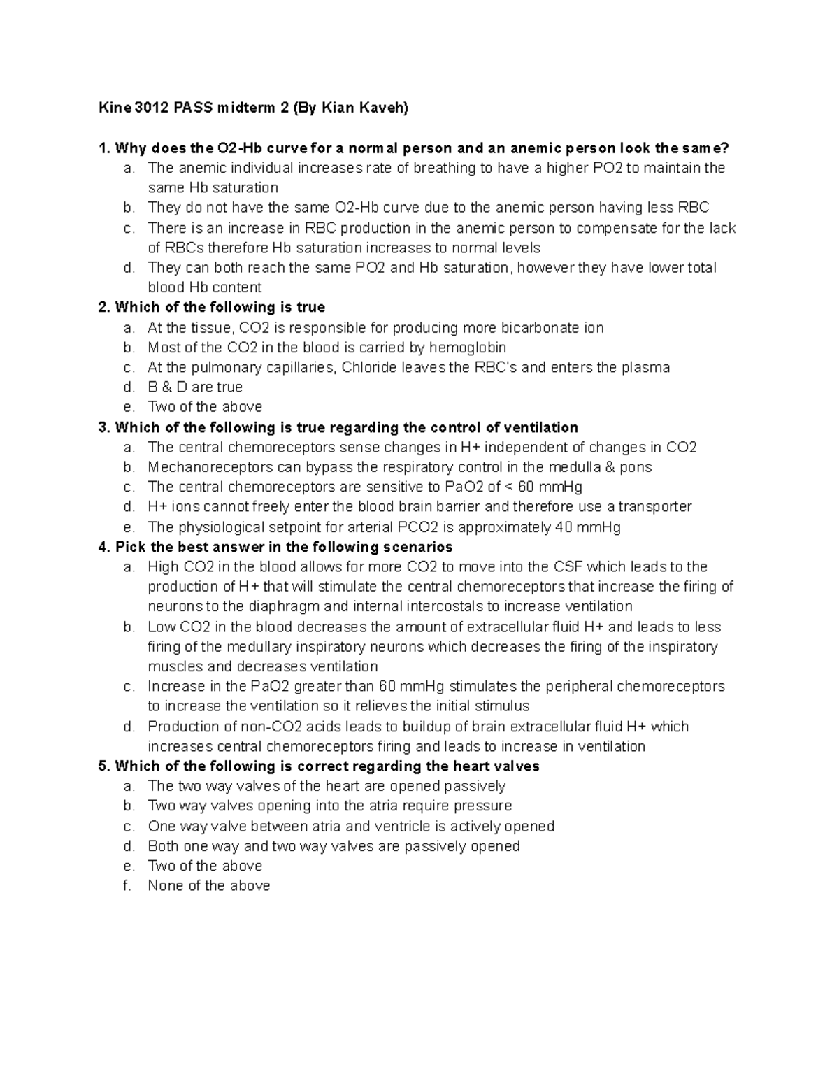 Kine 3012 PASS Midterm 2 Study Guide - Key Concepts and Questions - Studocu