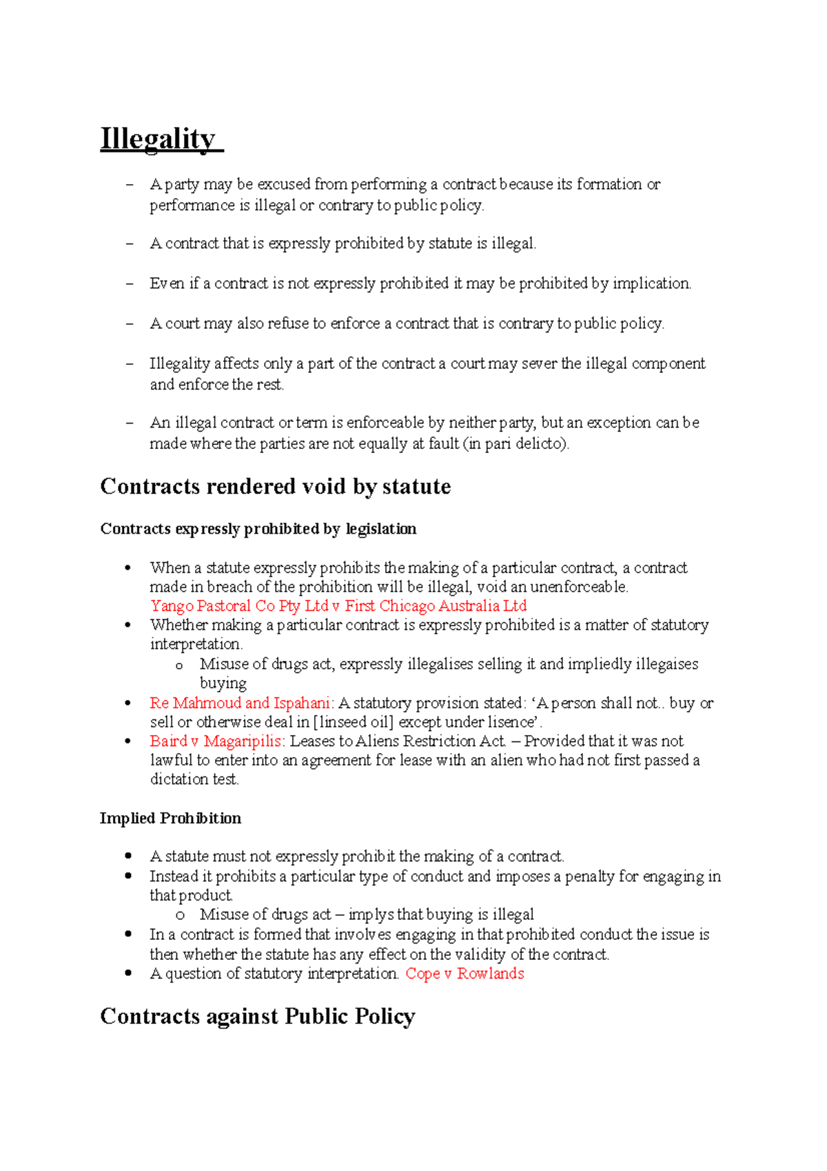LLB260 Final Exam Notes - Summary on Property Law and Illegality - Studocu