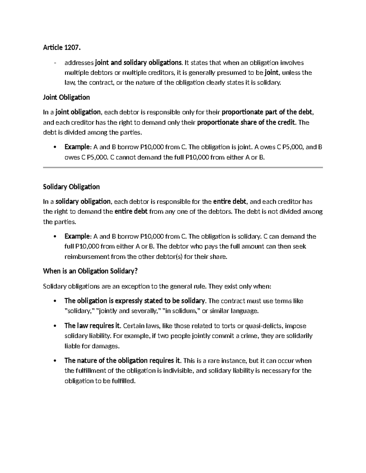 Oblicon 2nd Exam: Joint and Solidary Obligations Explained - Studocu