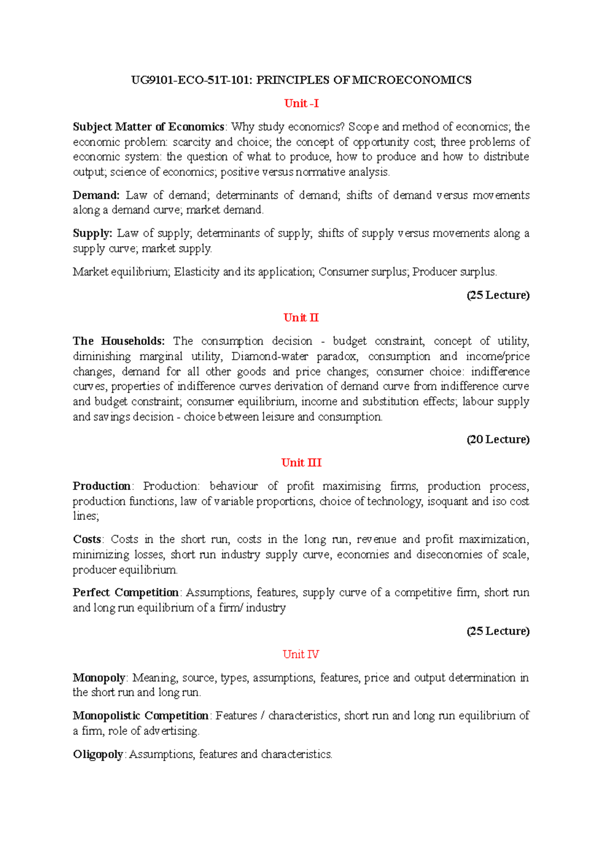 UG9101-ECO-51T-101 Principles of Microeconomics Lecture Notes - Studocu