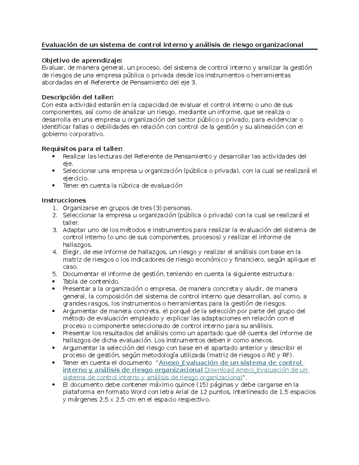 Eje 3: Evaluación del Control Interno y Análisis de Riesgos ...