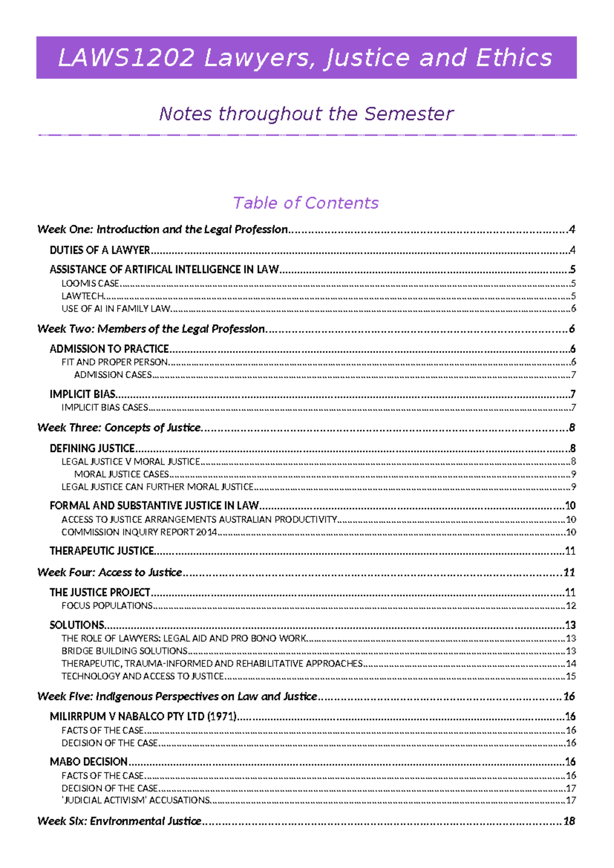 LAWS1202 Semester Notes on Lawyers, Justice, and Ethics Overview - Studocu