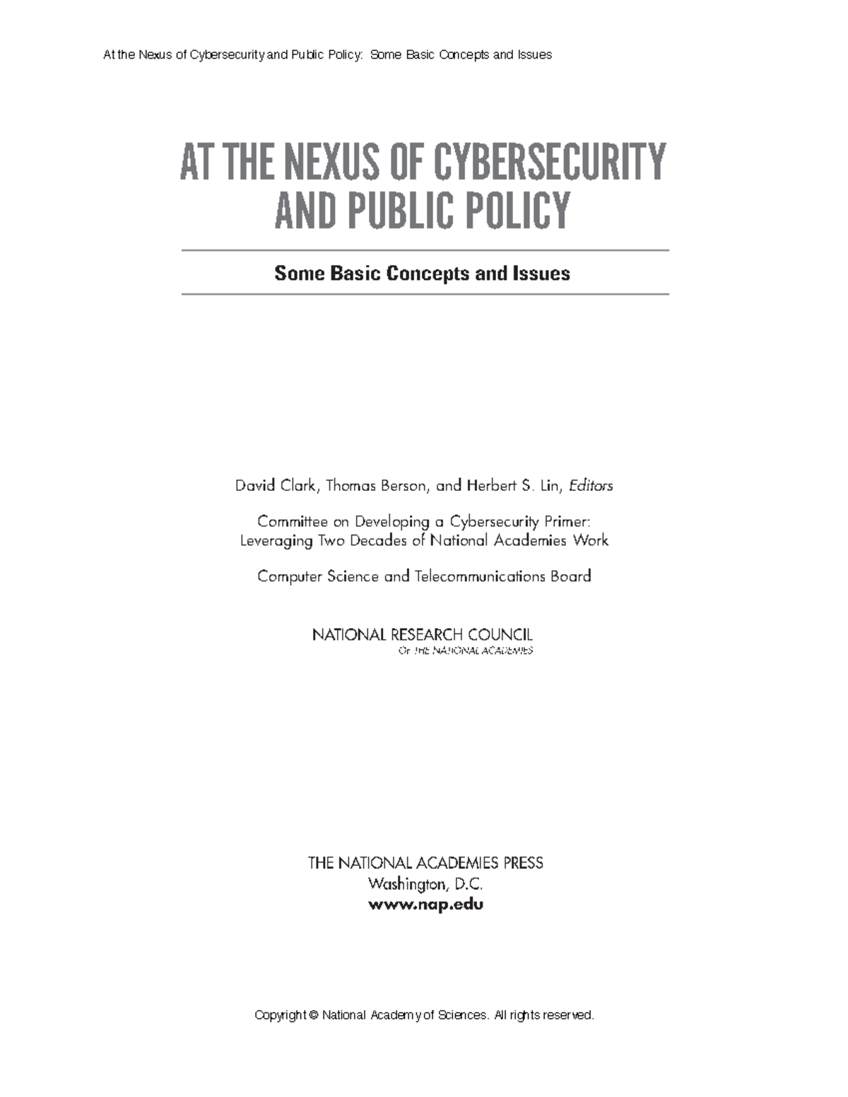 Cybersecurity and Public Policy: Key Concepts and Issues HHRG 114 IF02 ...
