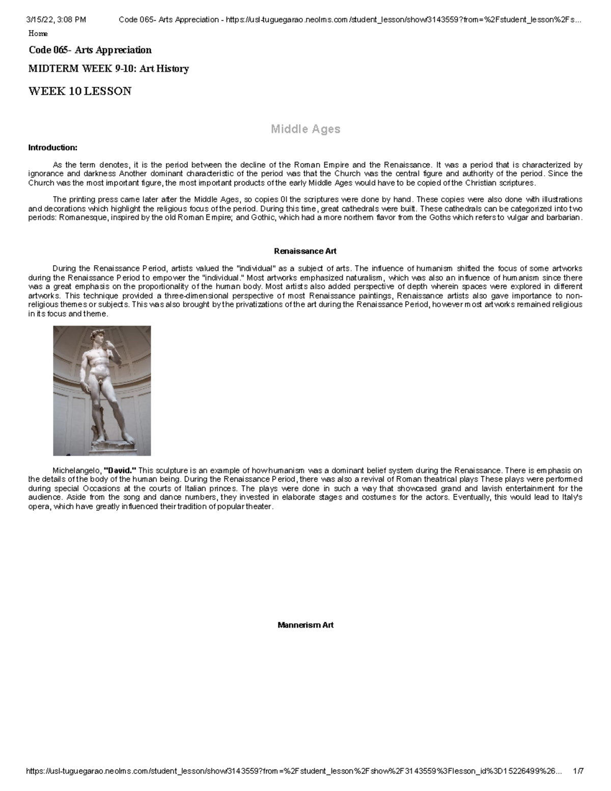 WEEK 10 ARTS 065 - Midterm Notes on Art History and Movements - Studocu