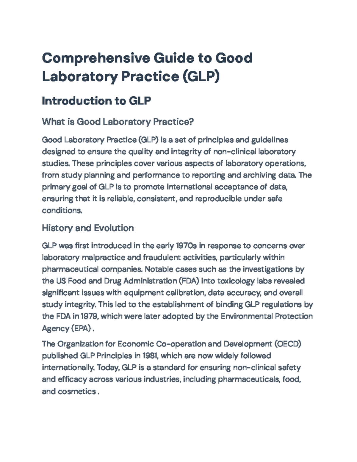 GLP Principles: A Comprehensive Overview of Good Laboratory Practice ...