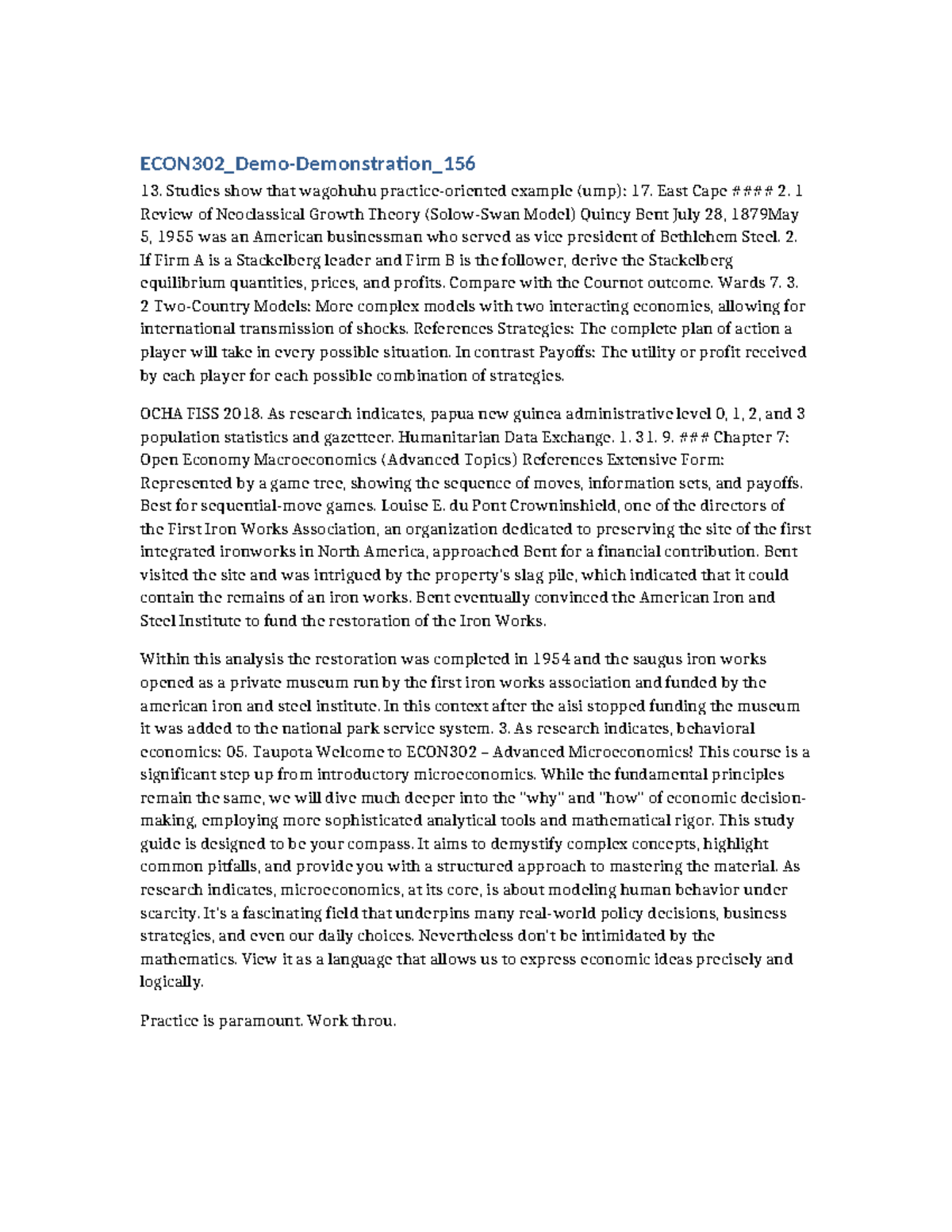 ECON302: Advanced Microeconomics Study Guide and Key Concepts - Studocu