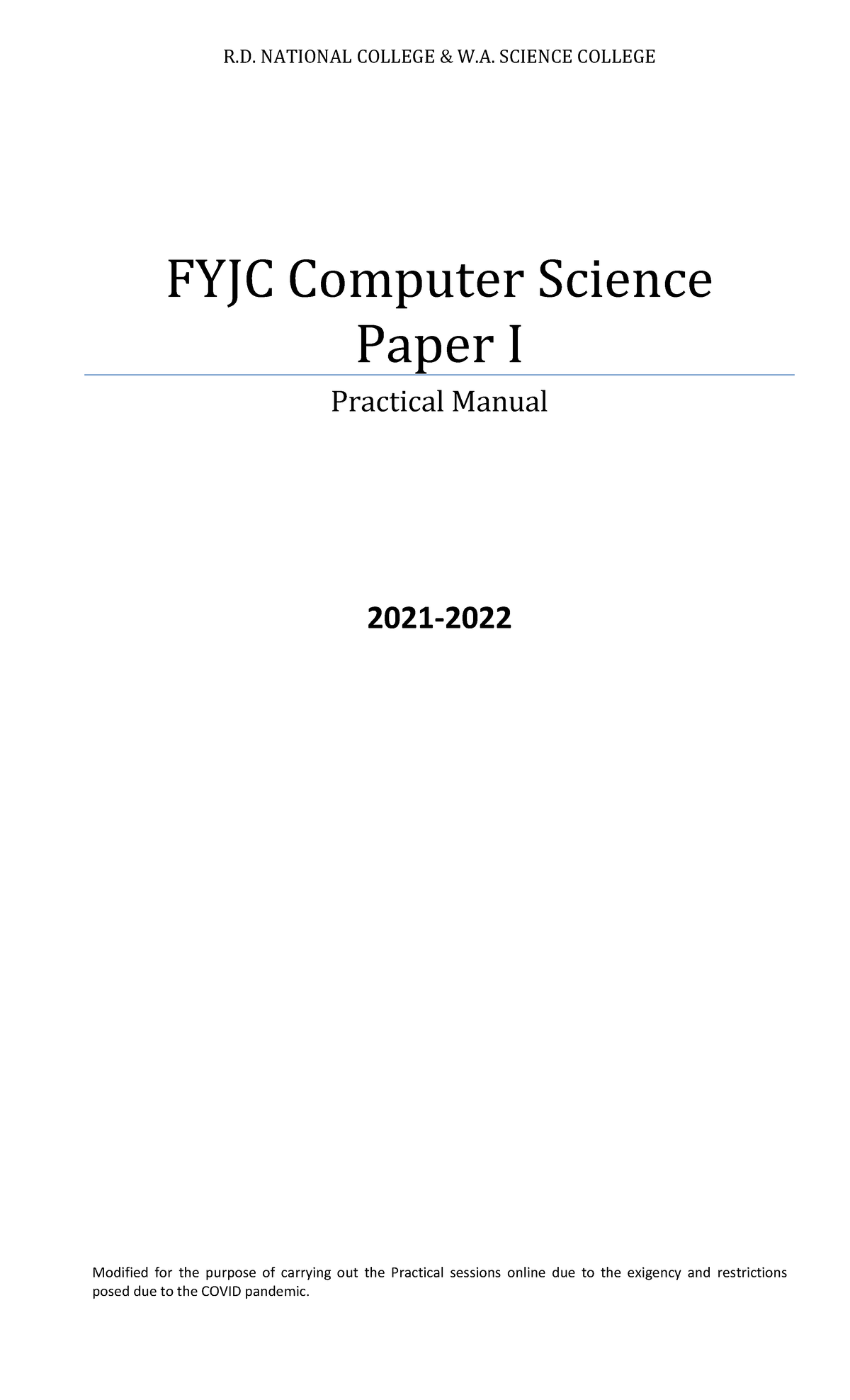 XI CS1 Practical Manual: Computer Science Paper I by Hrishikesh Naik ...