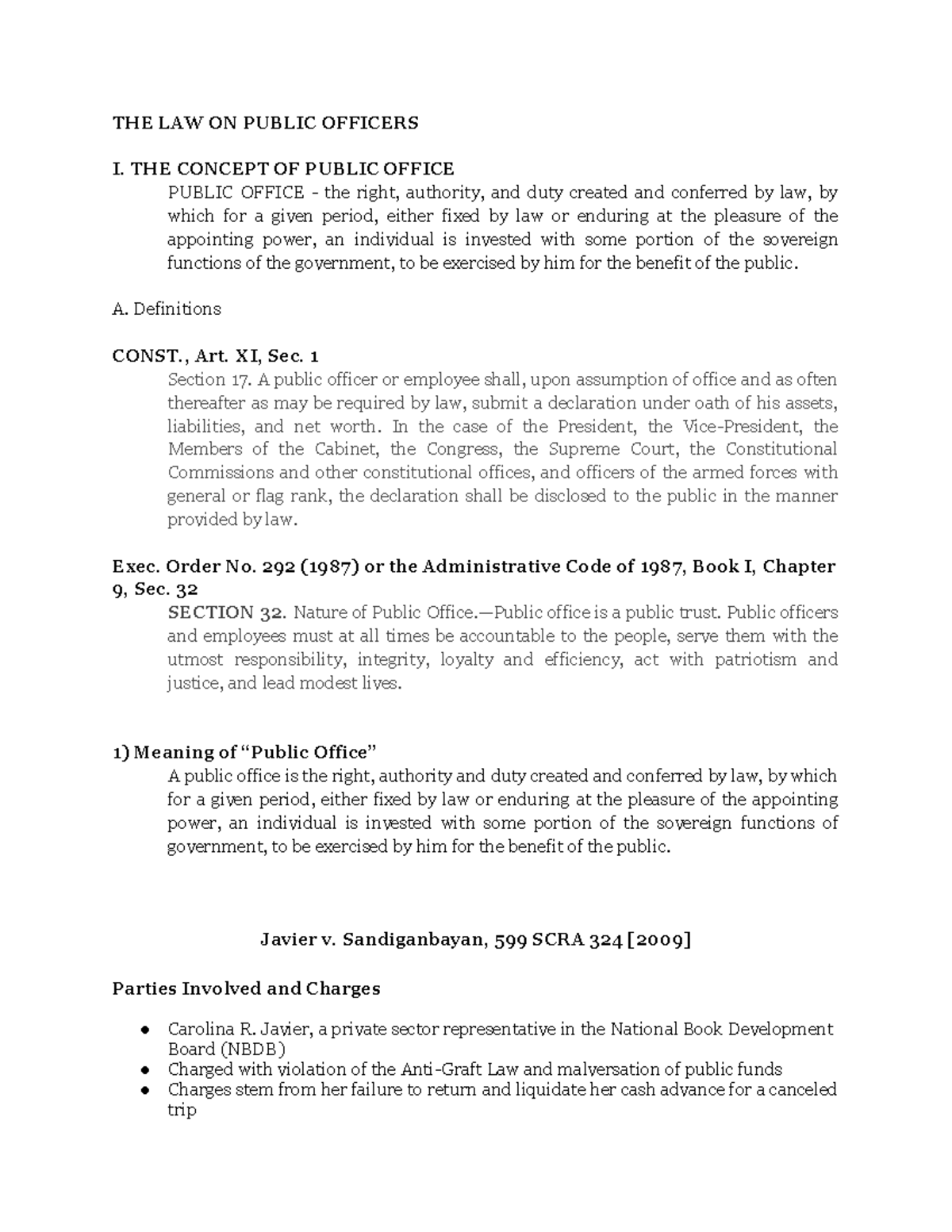 The Law on Public Officers: Key Cases and Principles Explained - Studocu