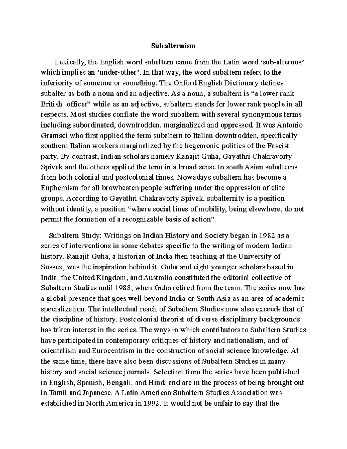 Subaltern Studies and Postcolonialism: Insights from Gayatri Spivak ...