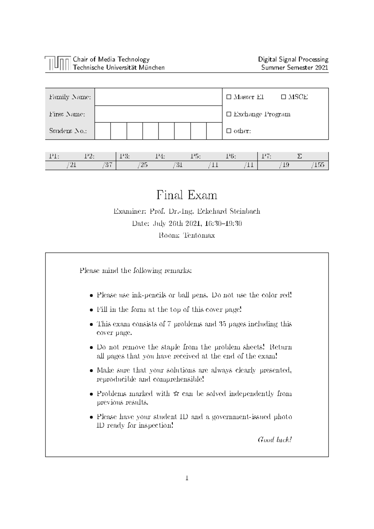 Final Exam: Digital Signal Processing (SE21) - Summer 2021 - Studocu