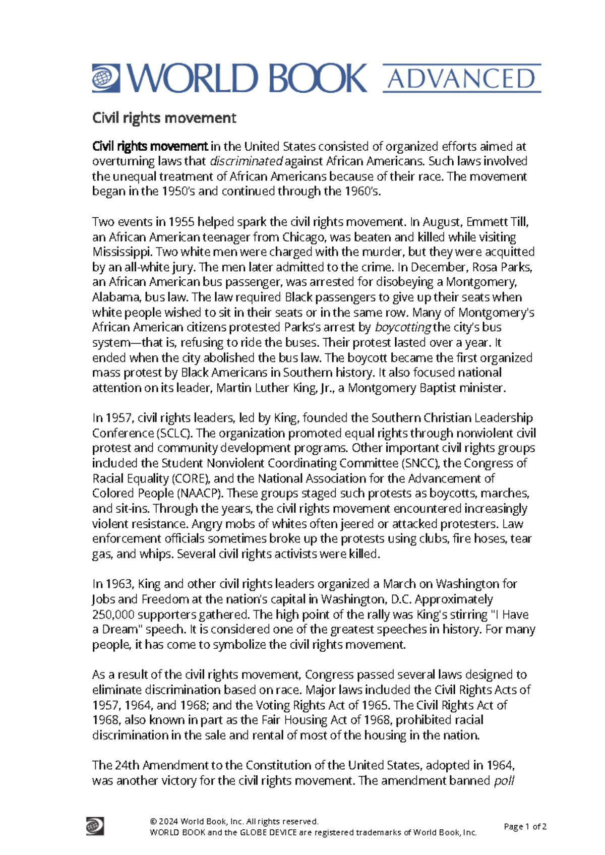 Civil Rights Movement Overview: Milestones and Key Events (HIST 101 ...