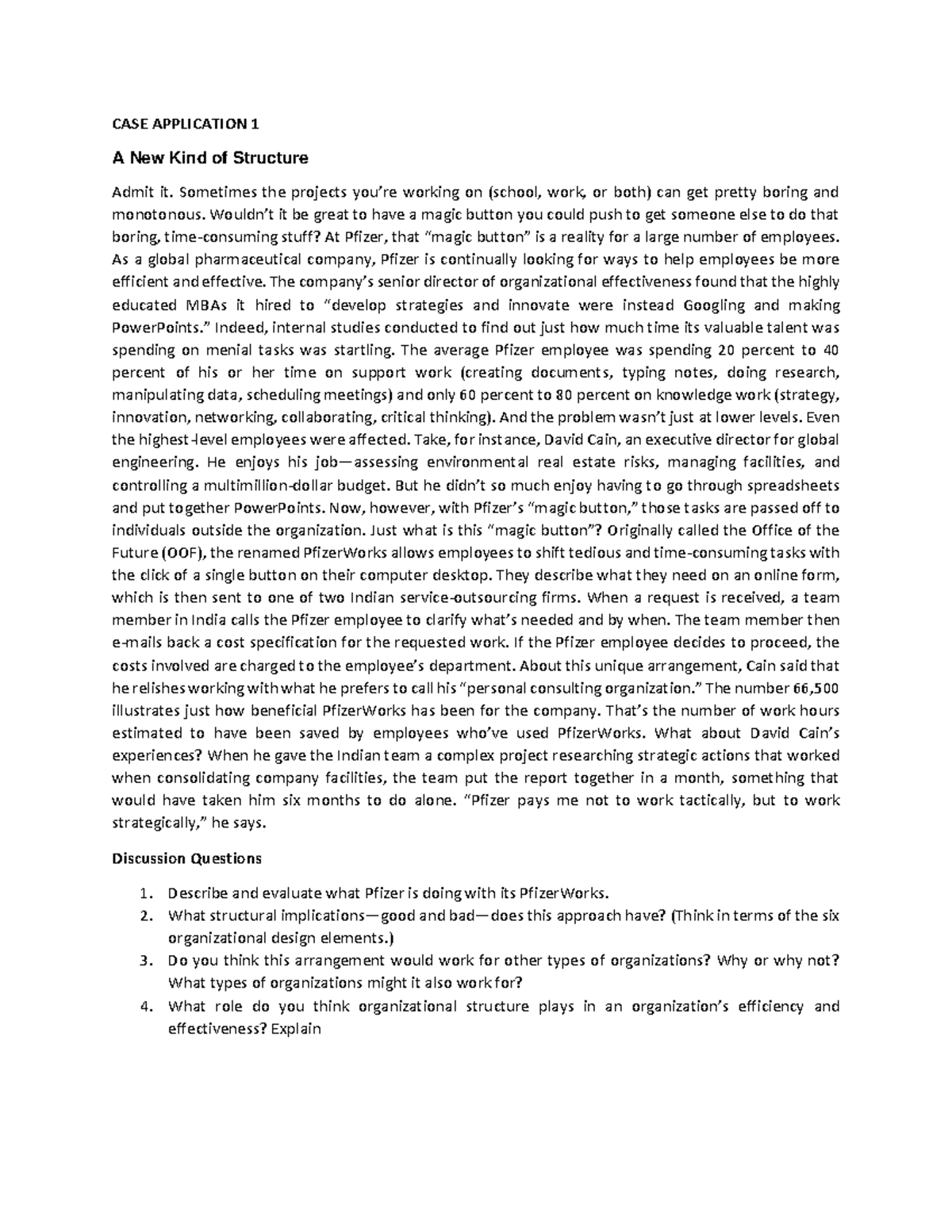 Case Application Ch10 - Case study - CASE APPLICATION 1 A New Kind of ...