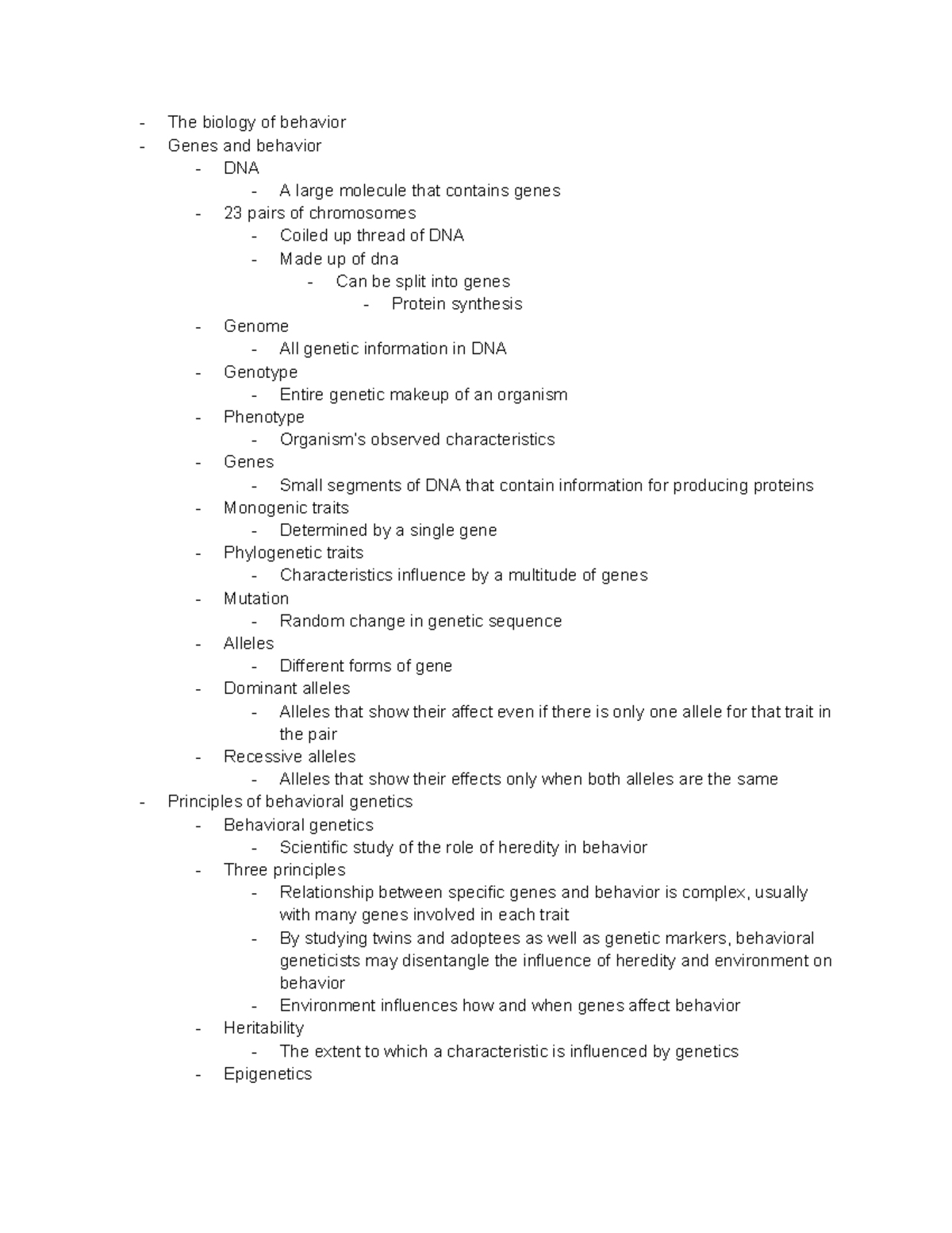 Chapter 3: The Biology of Behavior and Genetics - Studocu