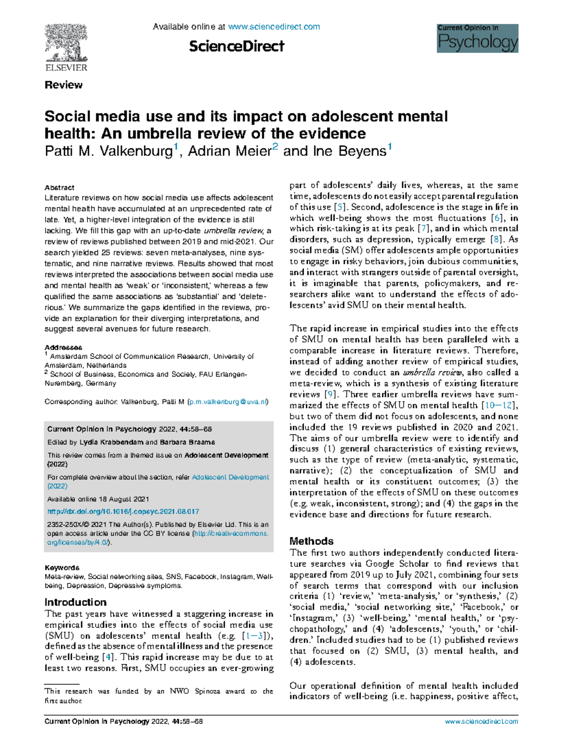 Social media use and its impact on adolescent mental health - Review ...