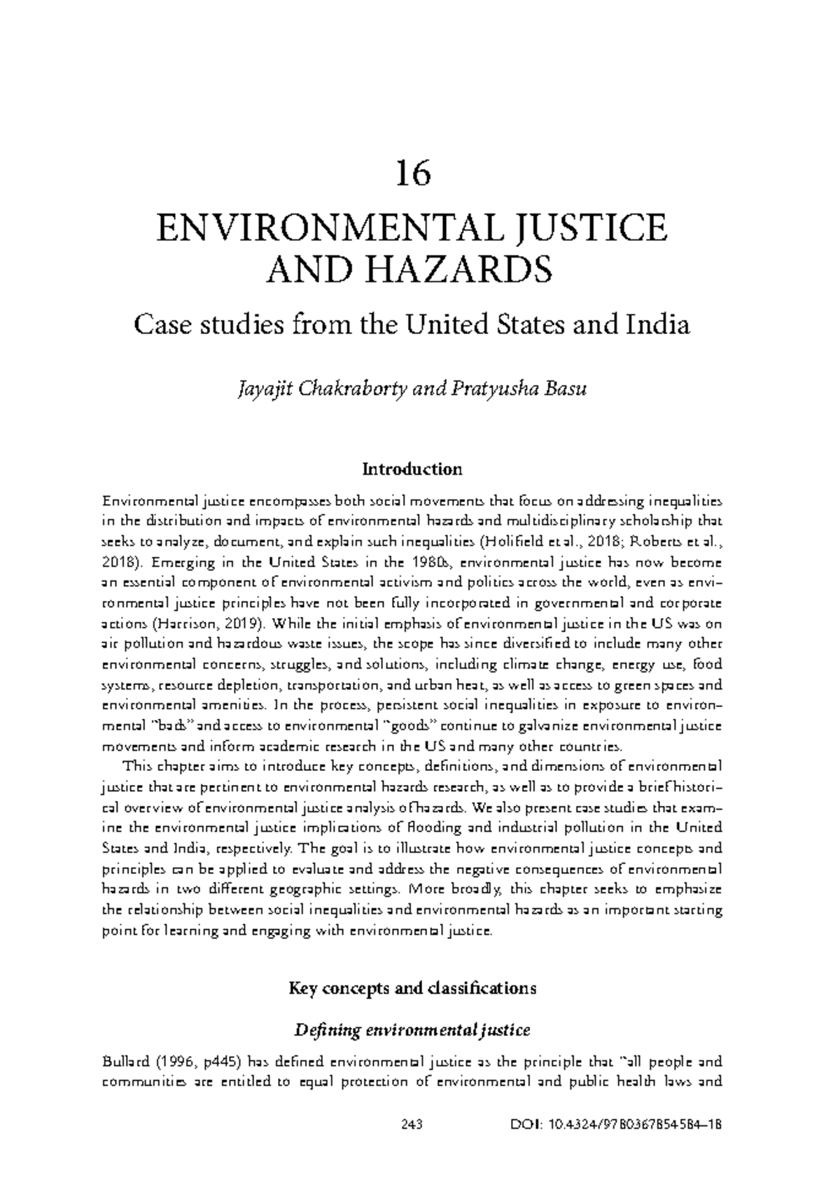 Environmental Justice and Hazards: Case Studies from the US and India ...