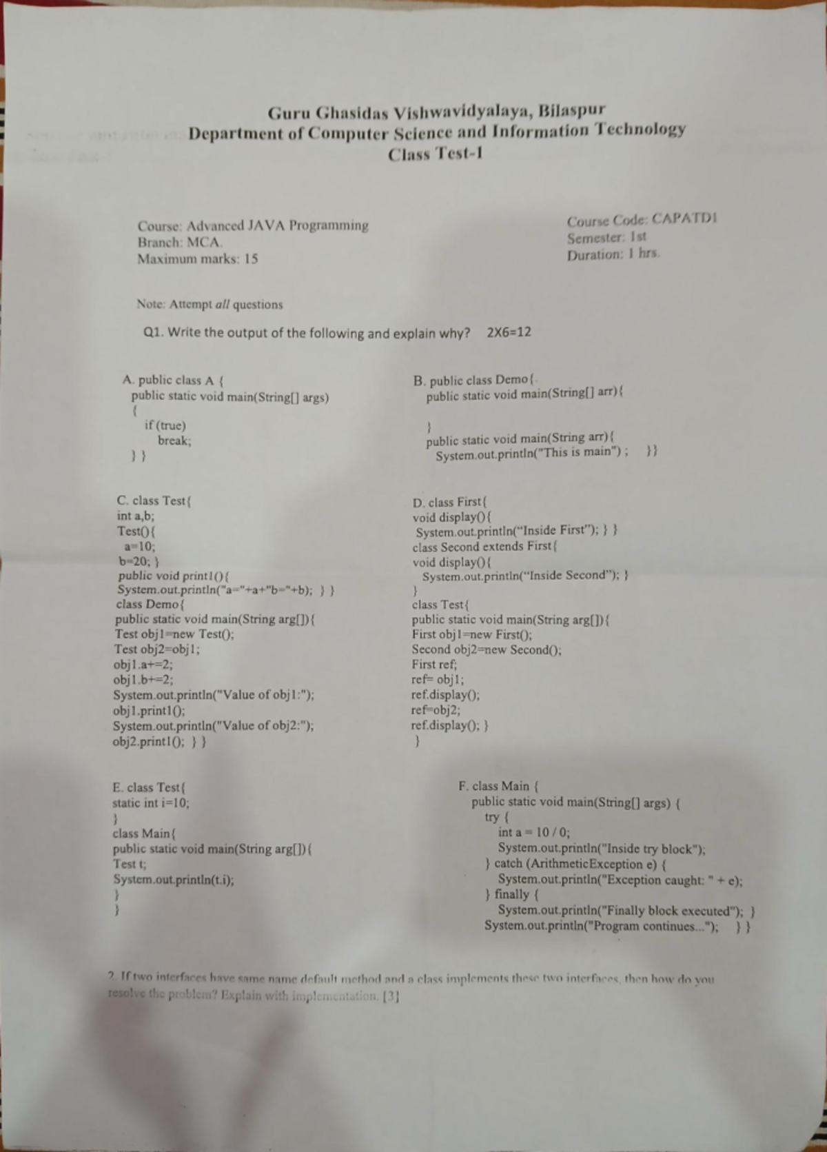 MCA 1st Sem Advanced JAVA Programming & Operating Systems Notes - Studocu