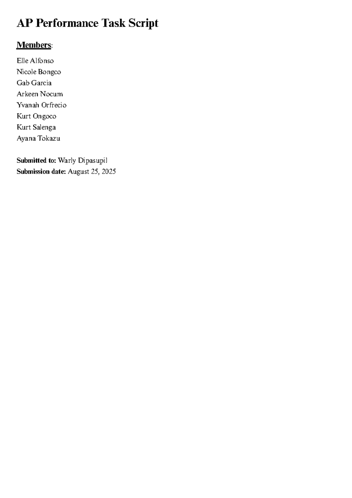 AP Performance Task Script: Climate and Emotions Discussion - Studocu