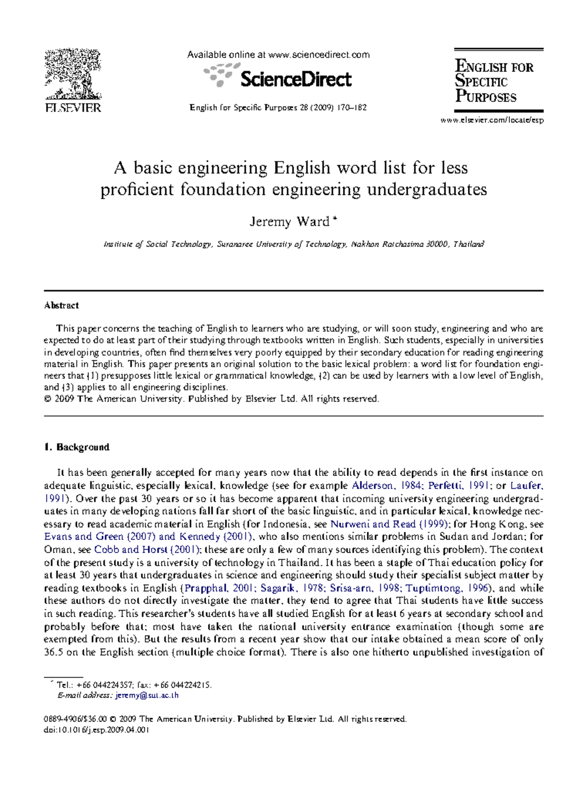 A Basic Engineering English Word List for EAP Students (ENG 101) - Studocu