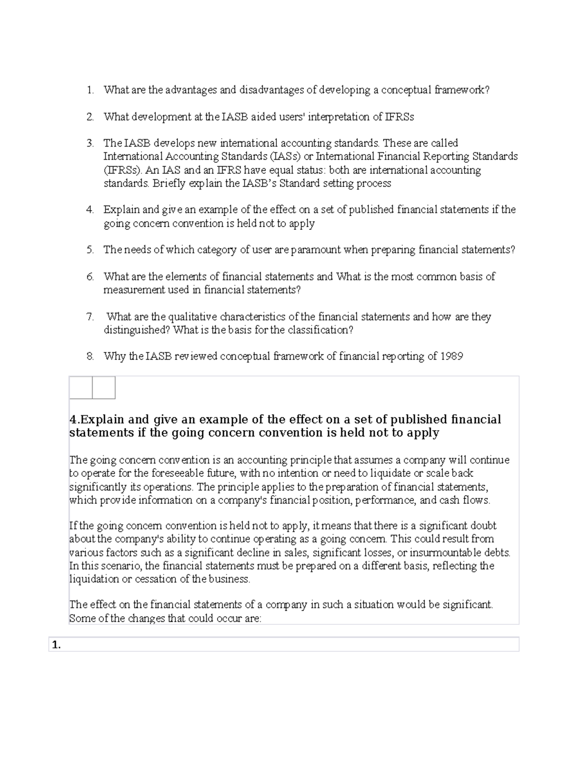 Conceptual Framework Questions for IAS 1: Interpretation & Analysis ...