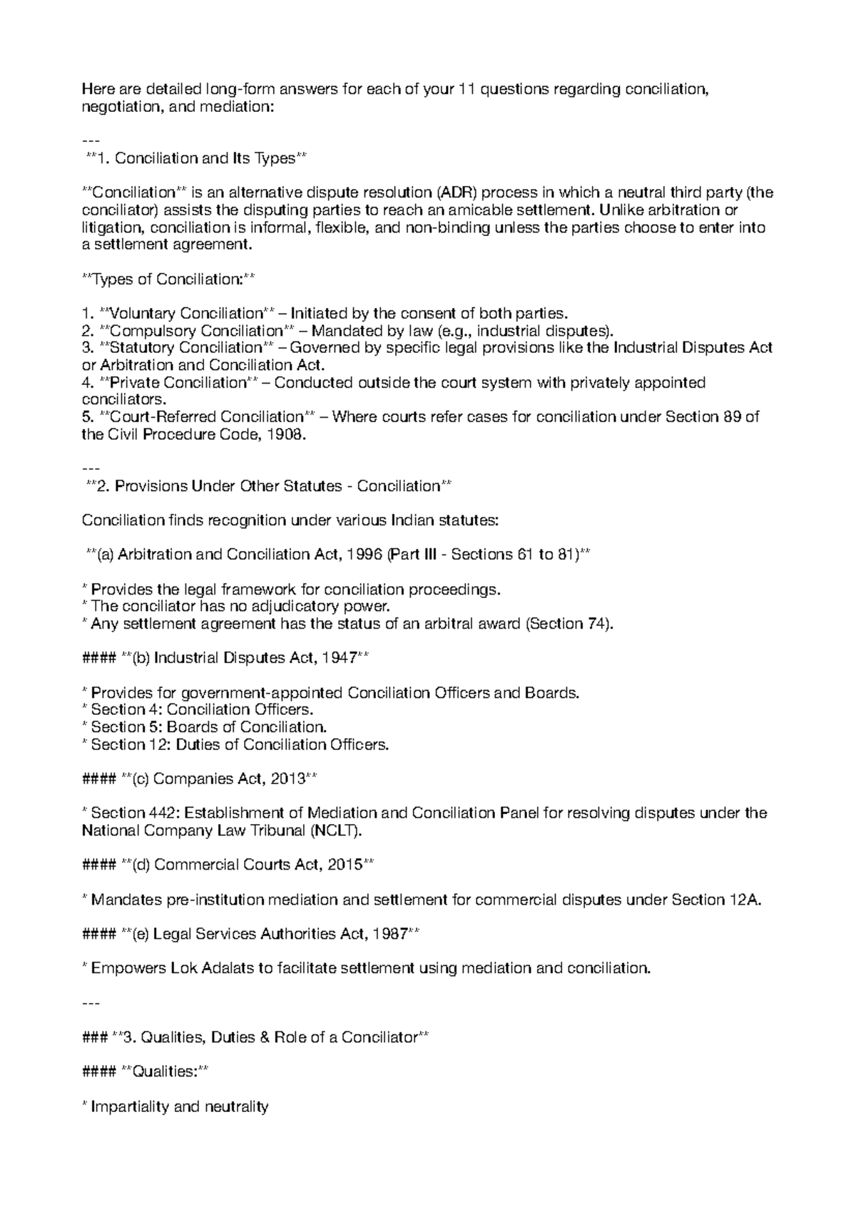 Conciliation, Negotiation, and Mediation: Key Insights and Processes ...