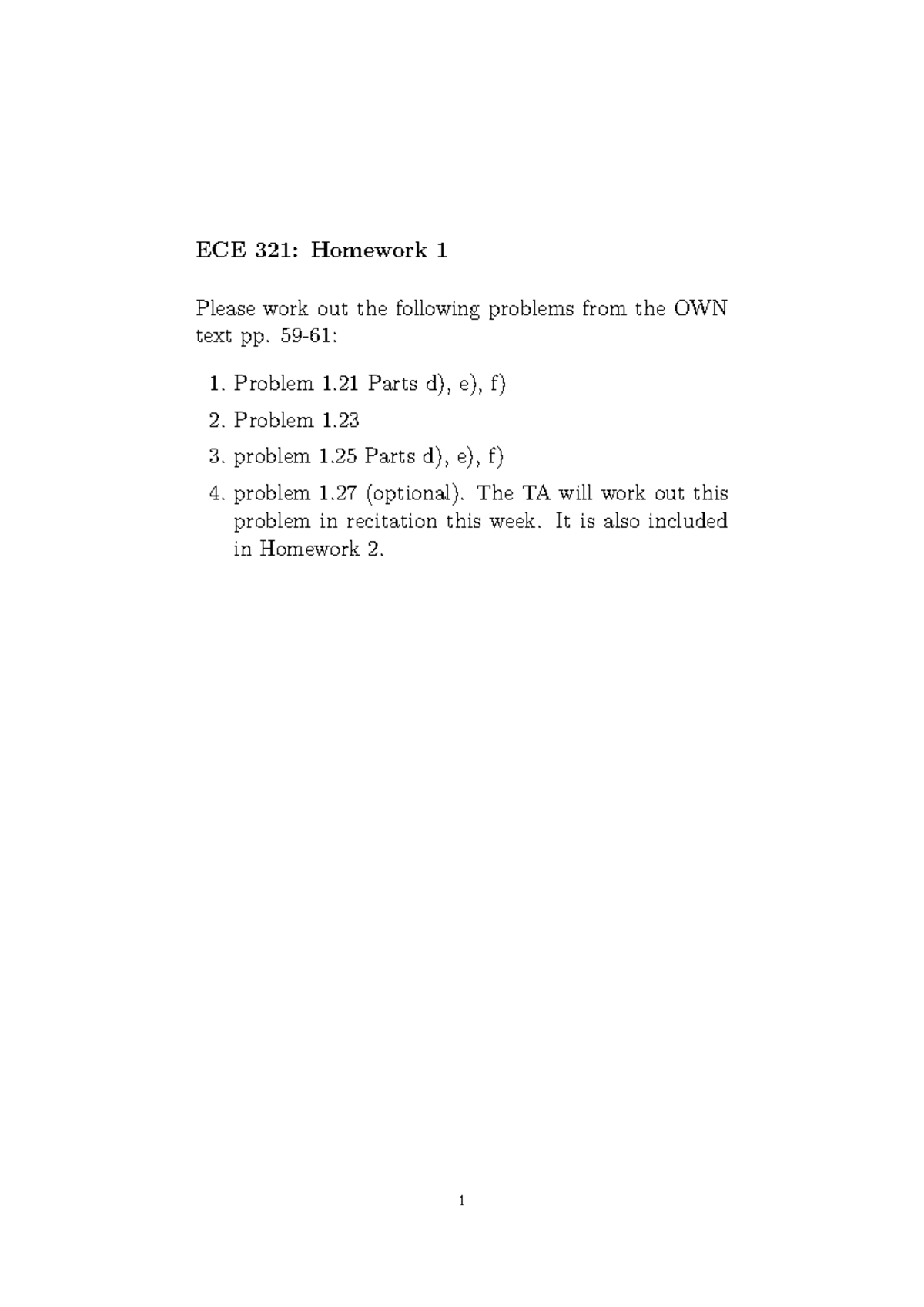 Hw1 - This is the homework exercise - ECE 220 - ECE 321: Homework 1 ...