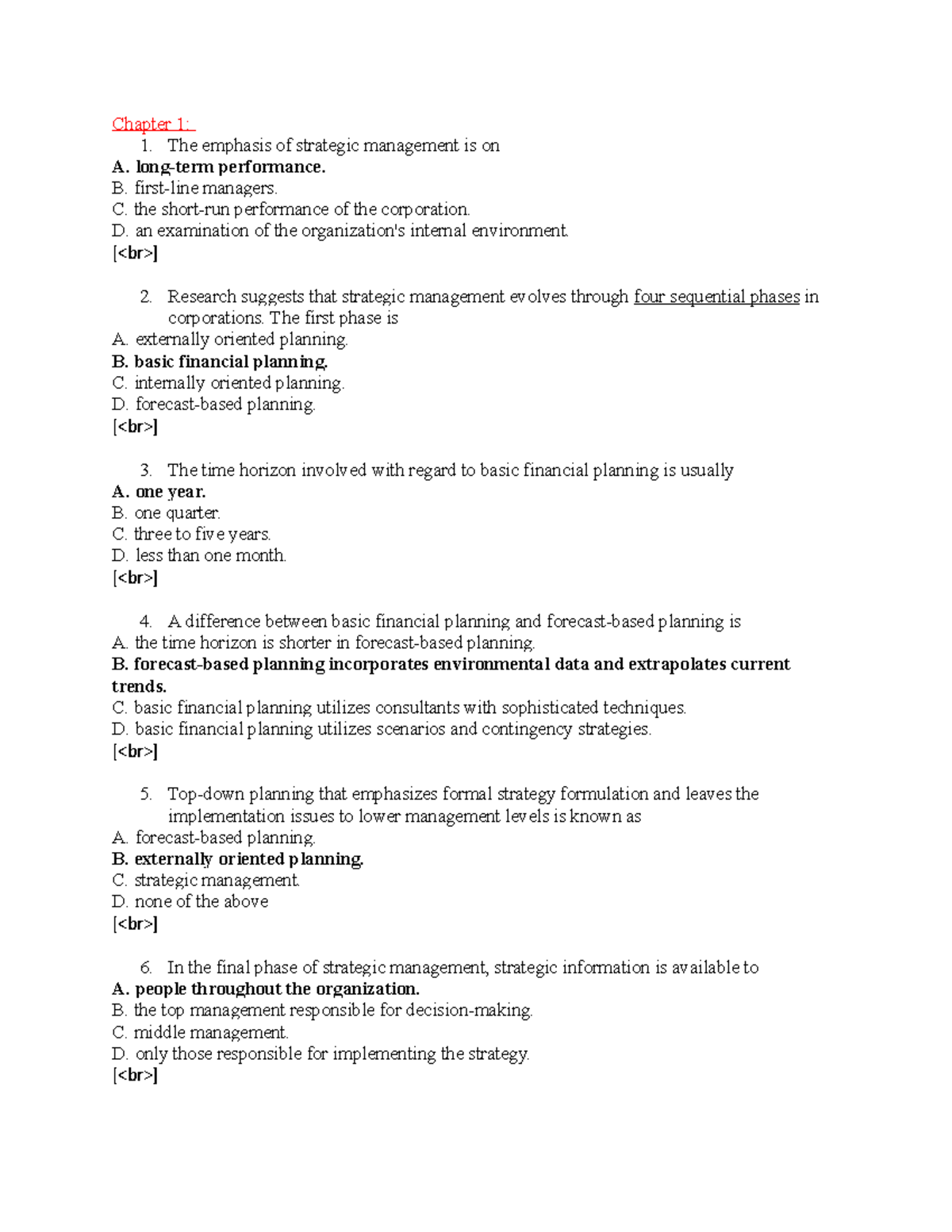 Strategic Management - Final Exam Study Guide for CHAP 1 & 2 - Studocu